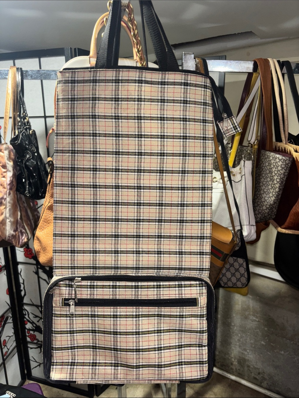 Plaid Travel Bag with Wheels